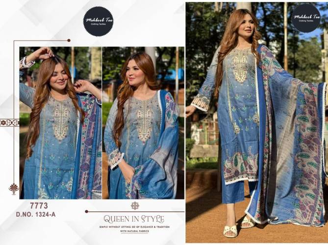 1324 A And B Mehbob tex Embroidery Cotton Pakistani Suits Wholesale Market In Surat